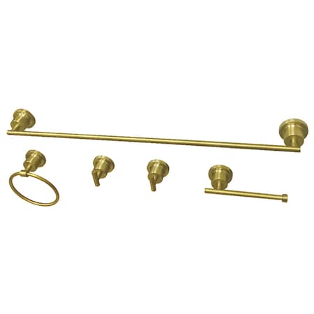 Kingston Brass BAH82134478SB Concord 5-Piece Bathroom Accessory Set, Brushed Brass BAH82134478SB
